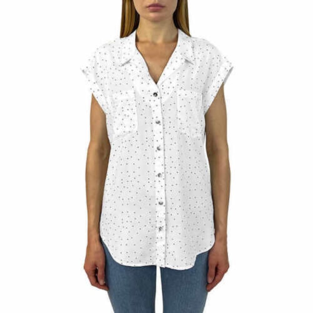 NWoT Jach's New York Women's Short Sleeve V Neck Blouse White Size 2XL $45 JK698